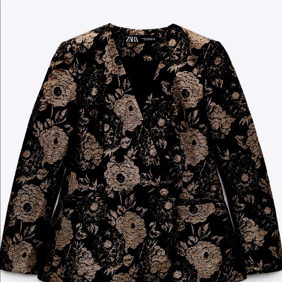 Zara golden jacquard Blazer - Picture 2 of 3